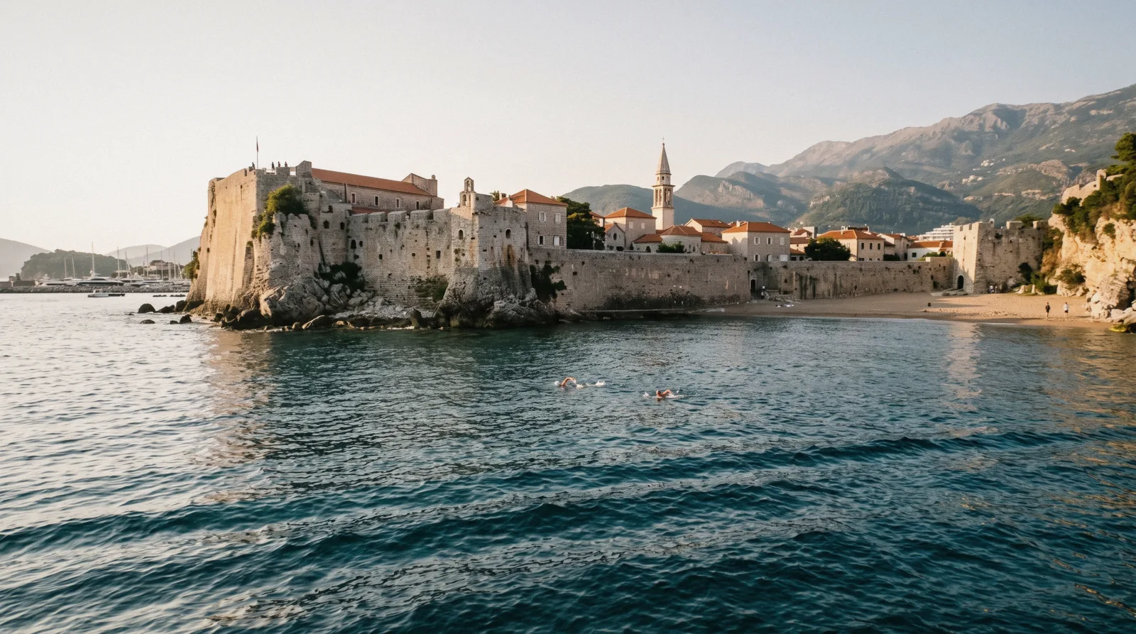 The walled old town of Budva with its citadel above the Adriatic